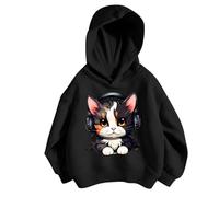 Sudadera Chica Sudaderas Niña Hoodie Pullover con Capucha Manga Larga Sweatshirts con Bolsillo Deportiva Cálida Color Sólid Primavera Otoño Invierno 3-12 Años