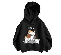 Sudadera Chica Sudaderas Niña Hoodie Pullover Manga Larga con Capucha Sweatshirt con Bolsillo Ligera Deportiva Color Sólid Primavera Otoño Invierno 3-12 Años