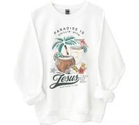 Sudadera Chillin' With Jesus, Paradise Is Chillin' With Jesus I Will Give You Rest Jesus, blanco, XXL