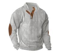 Sudadera clásica de punto con cuello en V para hombre, sudadera de manga larga para exteriores, suéter deportivo de invierno, camisa de manga larga para exteriores, suéteres de algodón, 03 Gris, S