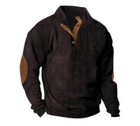 Sudadera clásica de punto con cuello en V para hombre, sudadera de manga larga para exteriores, suéter deportivo de invierno, camisa de manga larga para exteriores, suéteres de algodón, 03 Café, XL