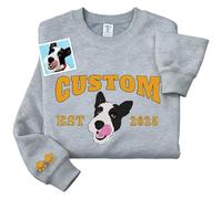 Sudadera con Bordado Personalizado de Cara de Mascota, Sudaderas con Capucha Bordadas a Medida, Parejas, Regalos para San Valentín, Regalo conmemorativo para Mascotas