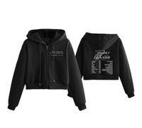 Sudadera con Capucha 1ST World Tour 'Episode 1: Zero Frontier' 2026 Support Merch Sudadera de algodón con Capucha Estampada Camiseta Corta(A Black-Fleece,XL)