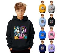 Sudadera con capucha 67 para niños, Six Seven con capucha para niños, sudadera de manga larga con estampado de moda para niños de 6 a 7 memes con capucha para niños de 2 a 14 años