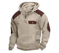 Sudadera con capucha a cuadros con cremallera de un cuarto para hombre, sudadera con capucha vintage de gofre, sudadera cálida, sudadera deportiva inteligente para todos los días, sudaderas casuales