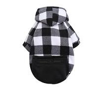 Sudadera con capucha a cuadros para perro, ropa suave y transpirable para mascotas con diseño elástico y bolsillo, varios colores para uso en interiores y exteriores, adecuada para caminar diariamente