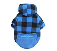 Sudadera con capucha a cuadros para perro, ropa suave y transpirable para mascotas con diseño elástico y bolsillo, varios colores para uso en interiores y exteriores, adecuada para caminar diariamente