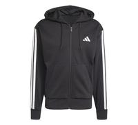 adidas Hombre Essential Three Stripes Fleece Zipper Hoodie, Black/White, L