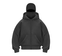 Sudadera con capucha Balaclava para hombre, unisex, con cremallera completa, máscara facial, sudadera casual para viajes, con bolsillo, sudadera suelta, tops, chaqueta de transición, Color gris., S