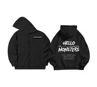 Sudadera con capucha BM World Tour Hello Monsters 2025 BABY-MON-S7ER K-pop Support Sudadera de algodón estampada Merch(B black-Fleece,M)