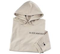 Sudadera con capucha bordada personalizada con números romanos, sudaderas a juego para parejas, sudadera con capucha personalizada para novio con corazón inicial para aniversario, día de San Valentín