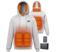 Sudadera con Capucha Calefactable con Forro Polar para Hombre y Mujer, Sudadera con Capucha Chaqueta Calefactable con Batería 16000mAh 6 Zonas, 3 Niveles de Calor para Exteriores, Camping, Senderismo