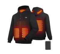 Sudadera con Capucha Calefactable con Forro Polar para Hombre y Mujer, Sudadera con Capucha Chaqueta Calefactable con Batería 16000mAh 6 Zonas, 3 Niveles de Calor para Exteriores, Camping, Senderismo