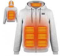 Sudadera con Capucha Calefactable con Forro Polar para Hombre y Mujer, Sudadera con Capucha Chaqueta Calefactable con Batería 16000mAh 6 Zonas, 3 Niveles de Calor para Exteriores, Camping, Senderismo