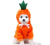 Sudadera con capucha cálida para mascotas, disfraces de Navidad, disfraces de Halloween, trajes de gato, suéter para perros pequeños y medianos (XL, naranja-zanahoria)