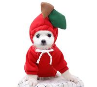 Sudadera con capucha cálida para mascotas, disfraz de Navidad, Halloween, trajes de gato, suéter para perros pequeños y medianos y gatos (tamaño grande, rojo manzana)