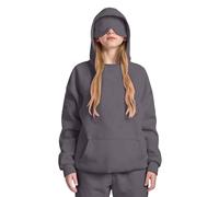 Sudadera con capucha con antifaz integrado, unisex, para niños, cómodo modo avión, sudadera con capucha de viaje, sudadera con capucha para niñas y niños, sudadera de gran tamaño, gris, 4-5 años