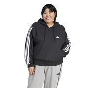 adidas Sudadera con Capucha y Cremallera de un Cuarto de Rizo francés de 3 Rayas para Mujer (Talla Grande), Talla 4XL (Talla Grande), Color Negro y Blanco