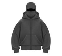 Sudadera con capucha con cremallera para hombre con capucha y capucha con capucha Balaclava Pasamontañas para moto Máscara antiviento para deportes al aire libre Ciclismo Otoño Invierno Sudaderas