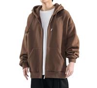 Sudadera con capucha con cremallera para hombre, ligera, color sólido, con cordón, casual, vintage, con capucha, manga larga, ropa de abrigo a la moda, ropa de descanso, ajuste holgado, camisetas