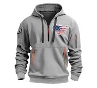 Sudadera con capucha con cremallera para hombre, primavera, otoño e invierno, impresión 2D, retro, bandera nacional, casual, con múltiples bolsillos, media cremallera, suave y cómoda, para adultos