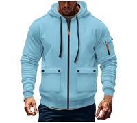 Sudadera con capucha con cremallera para hombre, sudadera con capucha de estilo cargo para hombre, con cremallera, casual, de forro polar, suave, lisa, cálida, chaqueta de manga larga, chaquetas