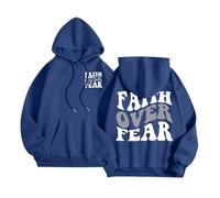 Sudadera con capucha con diseño de Faith Over Fear para mujer, Y2K, playa, verano, con capucha, sin botones, lisas, cristianas, informales, con capucha, de Jesús, divertidas, holgadas, cómodas