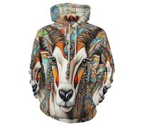 Sudadera con Capucha con Estampado 3D Antílope Enjoyado Hoodie de Manga Larga Estilo Bohemio Jersey Cálido Camisetas de Gimnasio Informales de Hip Hop con Bolsillo