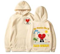 Sudadera con Capucha con Estampado De Bad Bunny UN Verano SIN TI para Hombre, Ropa De Calle Sudaderas De Manga Larga De Gran Tamaño Chándal Unisex para Hombre 2022