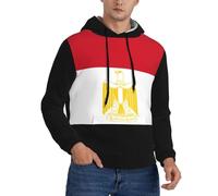 Sudadera con Capucha con Estampado De Egipto Bandera Patriótica para Hombre, Suave Y Cálida, Transpirable (Absorbente De Humedad), Corte Holgado, con Bolsillo, Sudadera Deportiva Casual