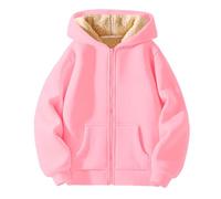 Sudadera con capucha con forro polar con cremallera para niñas y niños, chaqueta de forro polar grueso para niños, abrigo cálido de invierno con capucha de color sólido con bolsillo, chaqueta anorak