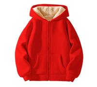 Sudadera con capucha con forro polar con cremallera para niñas y niños, chaqueta de forro polar grueso para niños, abrigo cálido de invierno con capucha de color sólido con bolsillo, chaqueta anorak