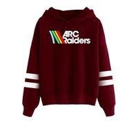 Sudadera con capucha con logotipo de ARC Raiders 2025 Hot Game, sin bolsillo, manga de barras paralelas, ropa de calle para hombres y mujeres, rojo vino, XL