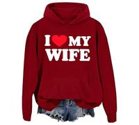 Sudadera con capucha con texto en inglés "I Love My Wife & I Love My Husband", para parejas, regalo de aniversario de matrimonio, San Valentín, Vino Rojo 2, XXL