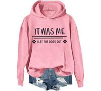 Sudadera con capucha con texto en inglés "It Was Me I Let The Dogs Out" Who Let The Dogs Out, sudadera para mujeres y hombres, divertida camiseta para amantes de los perros, rosa, L