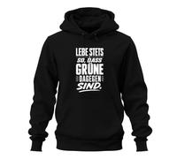 Sudadera con capucha con texto en inglés "Lebe immer so dass Grünne Statement Hoodie Hoode", Negro, L