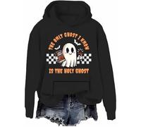 Sudadera con capucha con texto en inglés "The Only Ghost I Know Is The Holy Ghosts", Negro-h, M