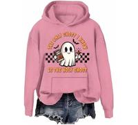 Sudadera con capucha con texto en inglés "The Only Ghost I Know Is The Holy Ghosts", Rosa-H, M