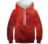 Sudadera con Capucha Cristal Rojo Niños Y Niñas Hoodie Elementos Vikingos 3D Impresión Sweatshirt Manga Larga Novelty 13-15Y
