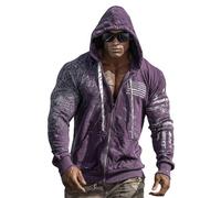 Sudadera con capucha cristiana para hombre, con cremallera completa, diseño retro de la bandera americana, sudadera patriótica, para deportes, entrenamiento, gimnasio, sin botones, B01-morado, 5XL