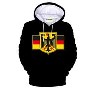 Sudadera con capucha de 100 % algodón pesado vintage con la bandera de Alemania para hombre, regalo de orgullo, Negro -, Small