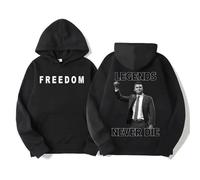 Sudadera con Capucha de algodón 100% con Estampado de Charlie Kirk para otoño/Invierno Estilo Urbano Holgado con Estampado de Leyendas Nunca Mueren.