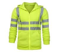 Sudadera con capucha de alta visibilidad para hombre, rayas reflectantes, sudadera de trabajo de manga larga, de alta visibilidad, a rayas, manga larga, con capucha, casual, camiseta de trabajo