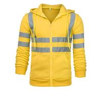 Sudadera con capucha de alta visibilidad para hombre, rayas reflectantes, sudadera de trabajo de manga larga, de alta visibilidad, a rayas, manga larga, con capucha, casual, camiseta de trabajo