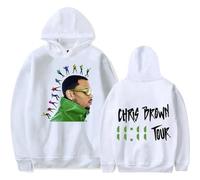 Sudadera con Capucha De Artista De Hip Hop para Hombre Chris Brown 11:11 Tour Sudadera con Capucha con Logo Estampado Reversible Sudadera con Capucha-Black||XS