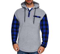 Sudadera con capucha de bloque de color para hombre, sudadera con capucha de 1/4 de botón, sudadera cálida con capucha de forro polar, sudadera clásica de manga larga, sudaderas casuales de invierno