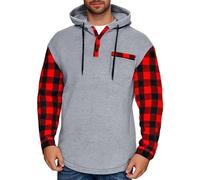 Sudadera con capucha de bloque de color para hombre, sudadera con capucha de 1/4 de botón, sudadera cálida con capucha de forro polar, sudadera clásica de manga larga, sudaderas casuales de invierno