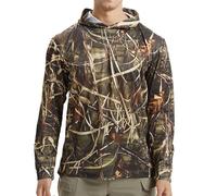 Sudadera con capucha de camuflaje de protección solar para hombre - UPF 50+ SPF UV Rashguard ligera de manga larga de secado rápido para senderismo, pesca, running, actividades al aire libre, camiseta