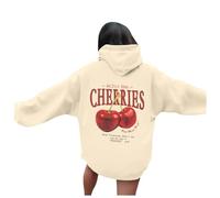 Sudadera con Capucha de Cereza para Mujer, Estampado Fruta Divertido