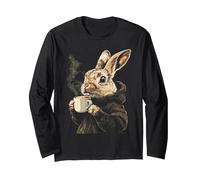 Sudadera con Capucha de Conejo de café Acogedor Bebiendo café Lindo Anima Manga Larga, Unisex para Adultos, Negro, XL